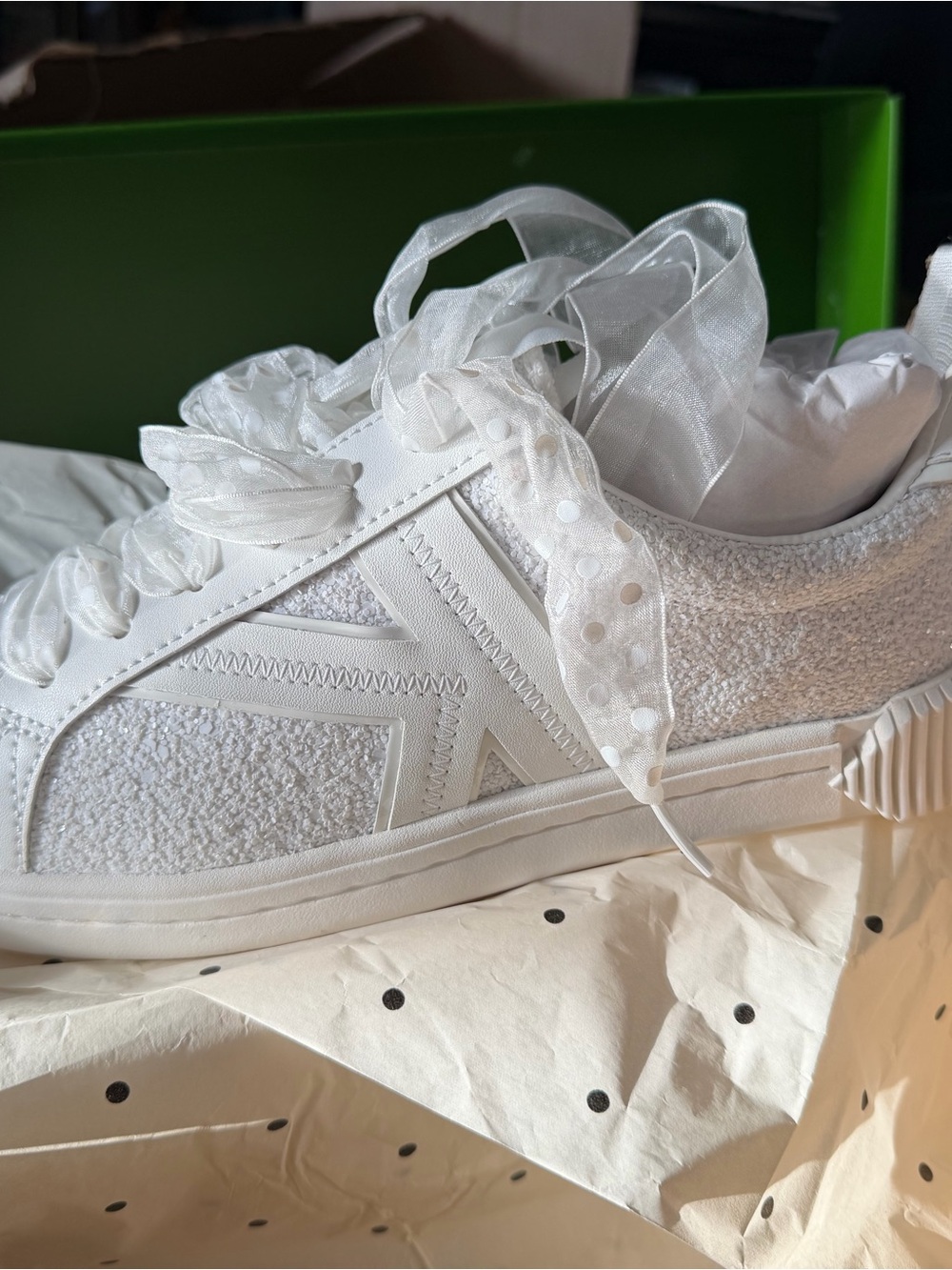 kate spade White Women's Ribbon Lace Sneakers